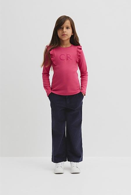 Long Sleeve Logo Frill T-Shirt