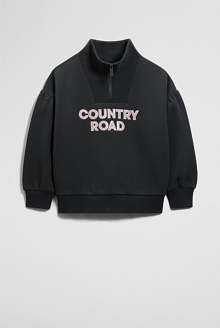 Australian Cotton Blend Sequin Half Zip Sweat