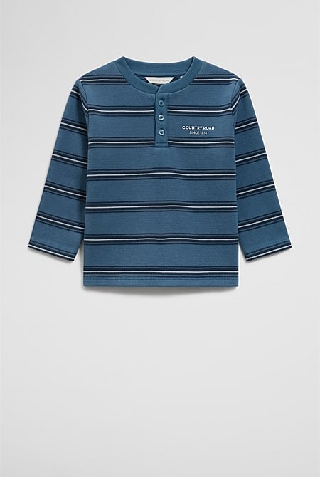 Stripe Long Sleeve Pique T-Shirt