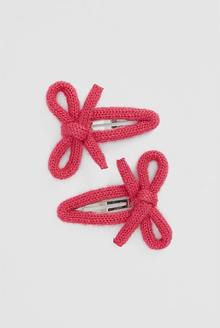Knit Bow Clip Pack Of 2
