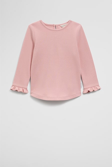 Long Sleeve Soft Frill Rib T-Shirt