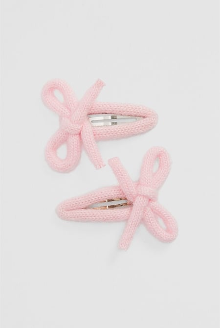 Knit Bow Clip Pack Of 2
