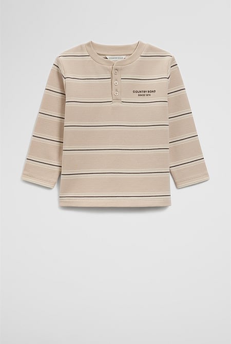 Stripe Long Sleeve Pique T-Shirt