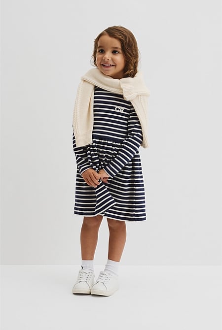 Long Sleeve Gathered Rib Dress