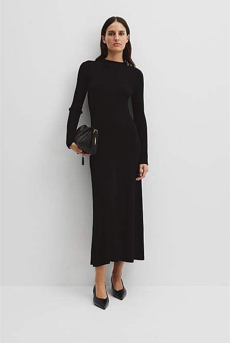 Rib Zip Neck Knit Dress