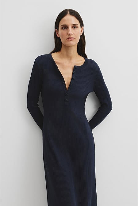 Long Sleeve Henley Dress