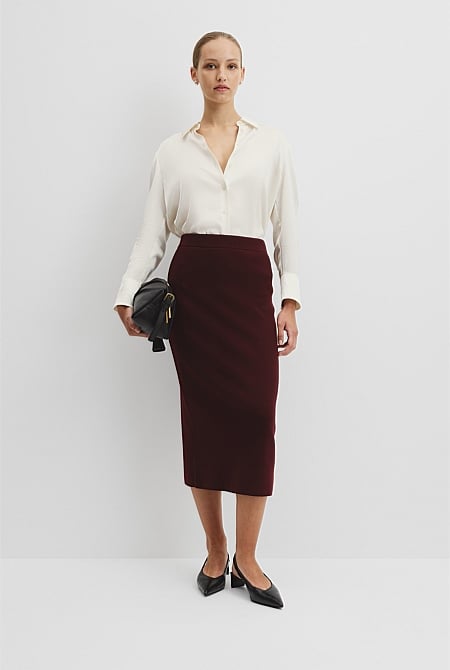 Compact Wool Knit Skirt