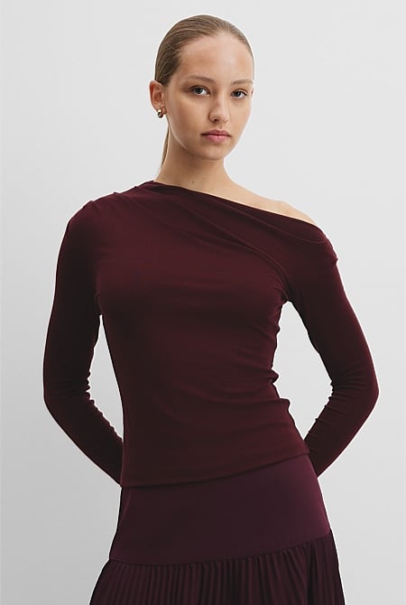 One Shoulder Long Sleeve Top