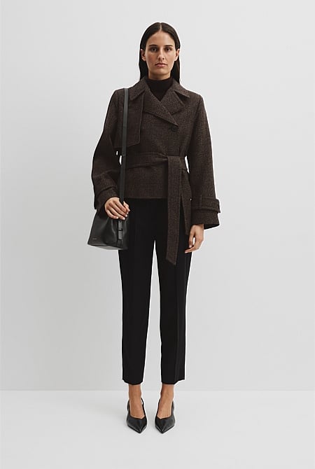 Check Wool Trench