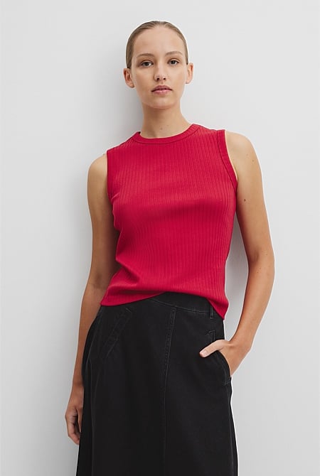 Australian Cotton Blend Fitted Rib Tank