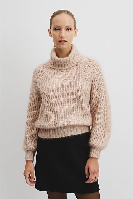 Lofty Merino Wool Funnel Neck Knit