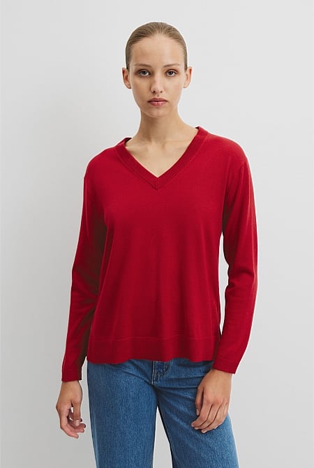 Lightweight Merino Wool V-Neck Knit