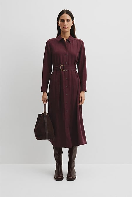 Belted Midi Shirt Dress