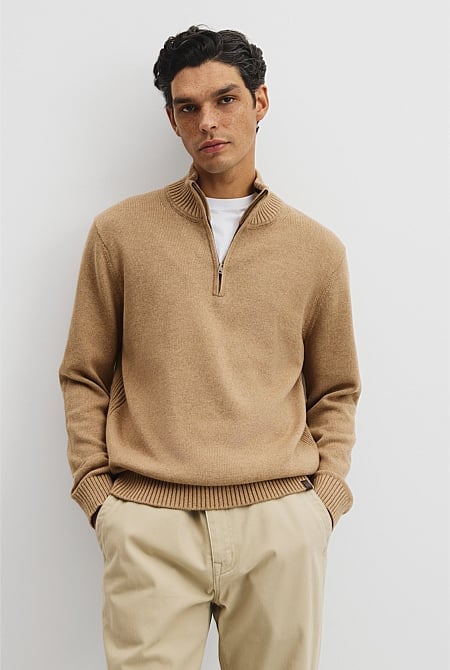 Australian Good Earth Cotton Half Zip Knit