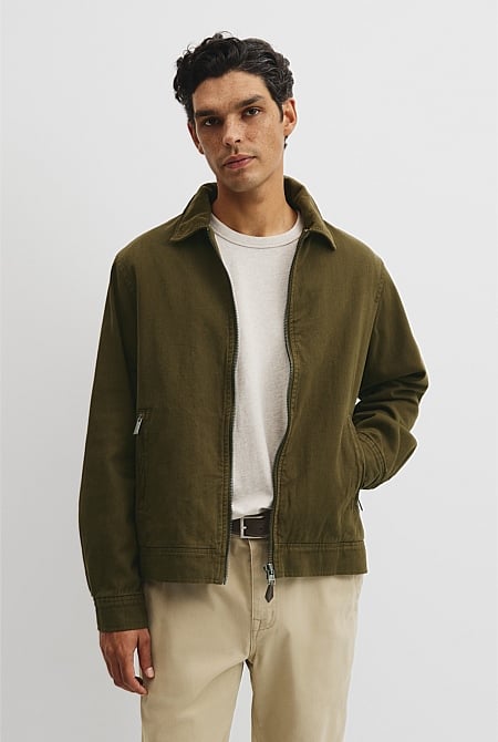 Garment Dyed Zip Harrington Jacket