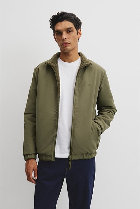Reverse Sherpa Zip Through Jacket