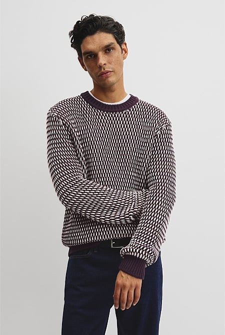 Australian Good Earth Cotton Stitch Crew Neck Knit