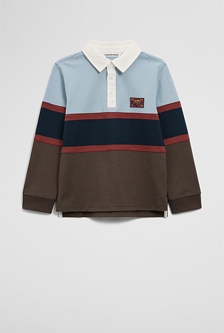 Organically Grown Cotton Panel Stripe Rugby