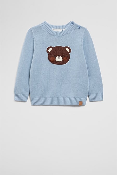 Cotton Bear Applique Knit