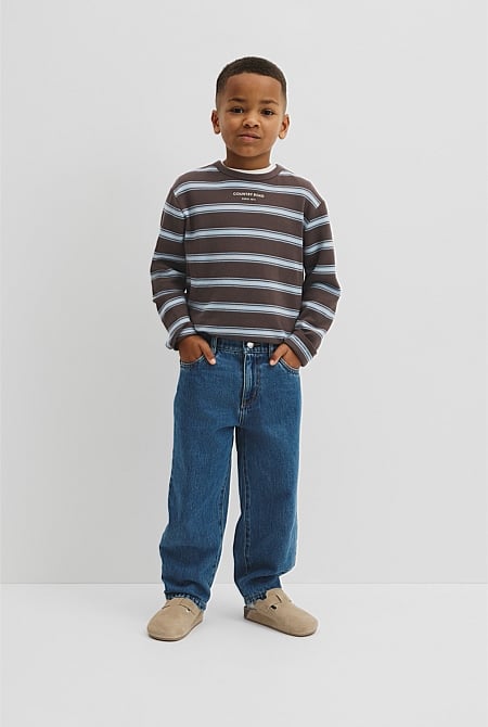 Organically Grown Cotton Stripe Long Sleeve Pique T-Shirt