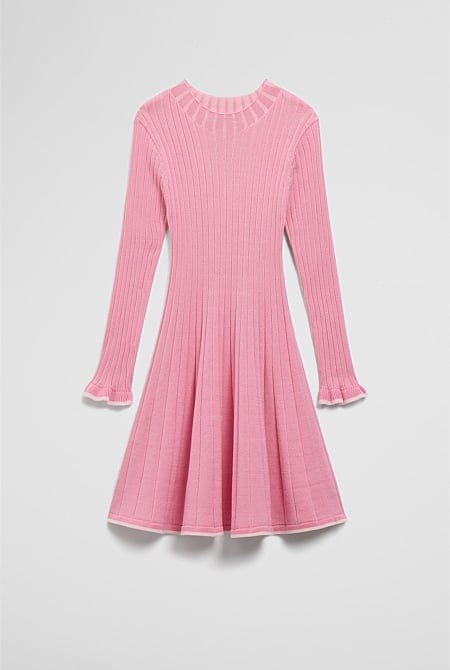 Organically Grown Cotton Ruffle Knit Dress