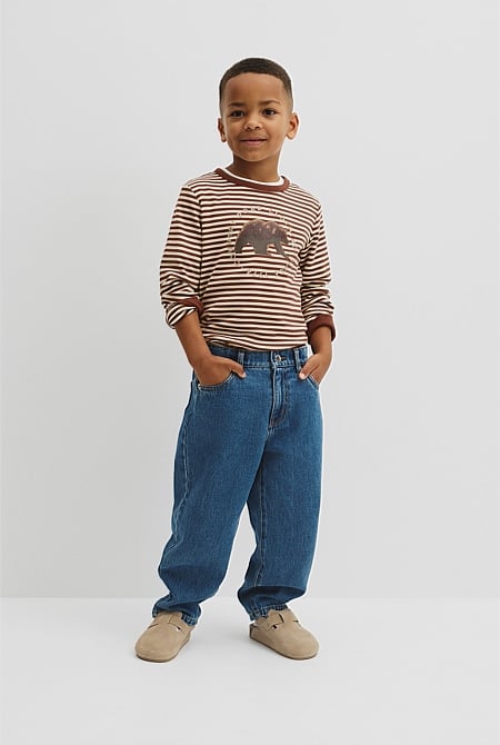 Organically Grown Cotton Stripe Bear T-Shirt