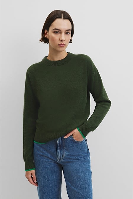 Tipped Crew Neck Knit