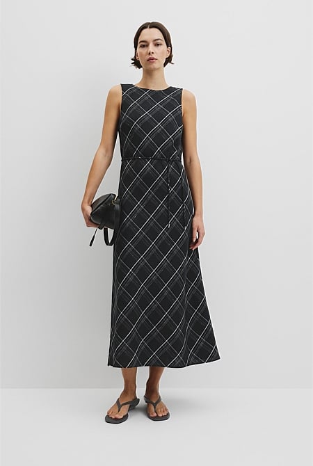 Organically Grown Linen Check Maxi Dress