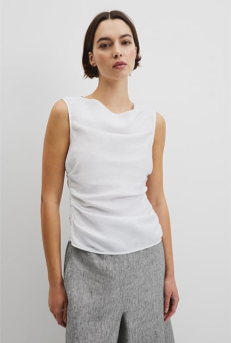 Ruched Linen Tank