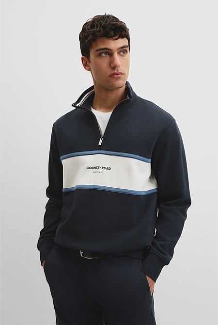 Australian Cotton Modern Logo Quarter Zip Sweat