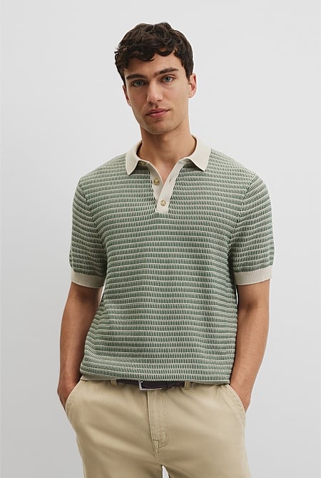 Australian Cotton Textured Knit Polo