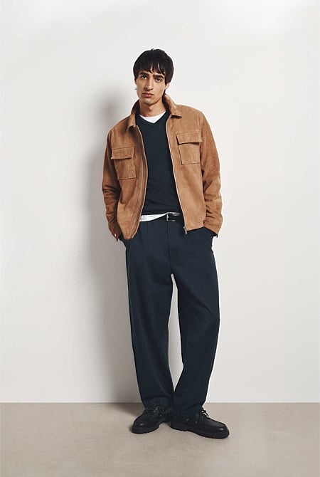 Pleated Wide Leg Chino
