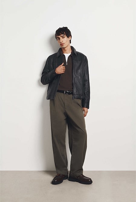 Pleated Wide Leg Chino