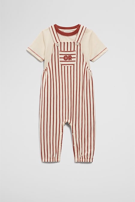 Organically Grown Cotton Jersey Short Sleeve Overall Set