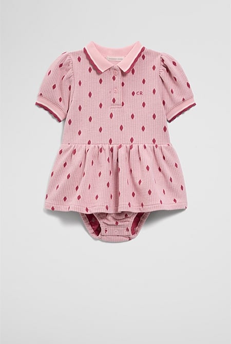 Australian Cotton Short Sleeve Jacquard Romper Dress
