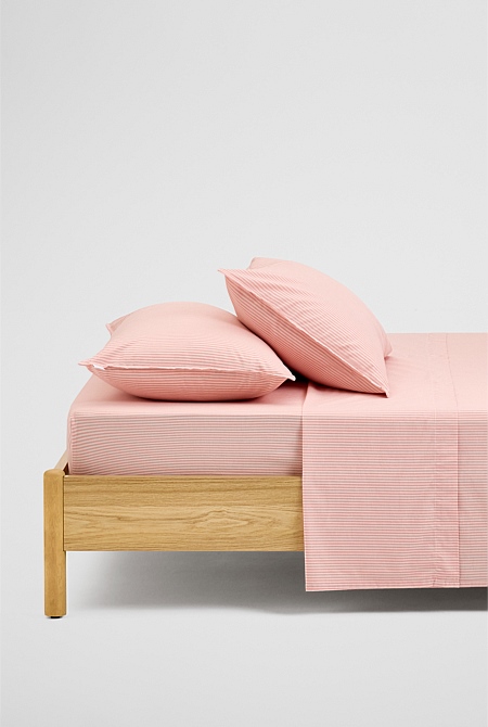 Brae Australian Cotton Stripe Queen Flat Sheet