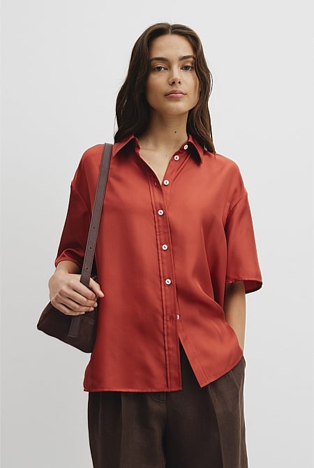 Short Sleeve Washable Silk Shirt