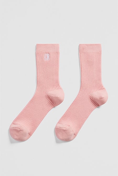 Australian Cotton Blend CR Ribbed Three Quarter Crew Sock