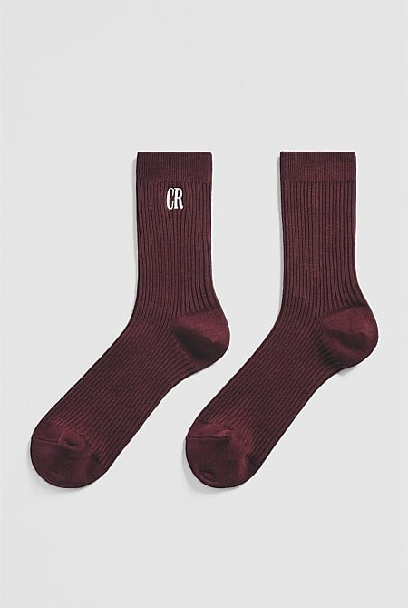 Australian Cotton Blend CR Ribbed Three Quarter Crew Sock