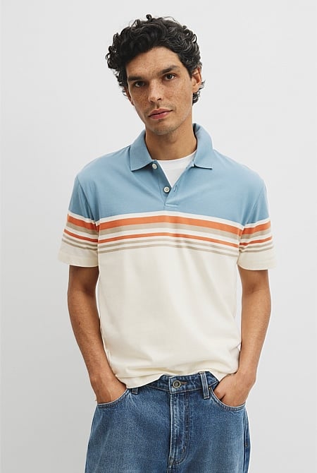 Australian Cotton Short Sleeve Engineered Button Polo