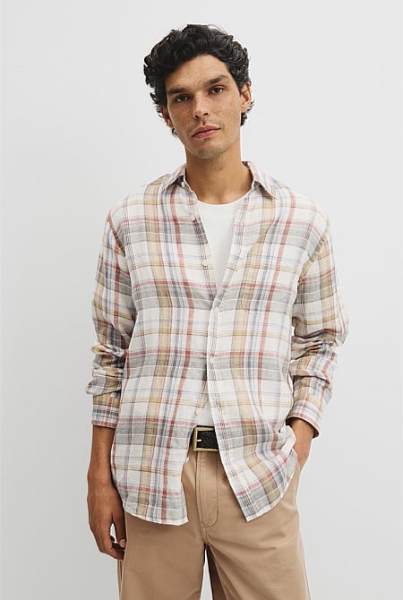 Regular Fit Linen Check Shirt