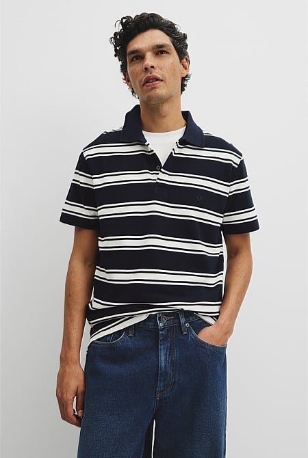 Australian Cotton Stripe Pique Polo