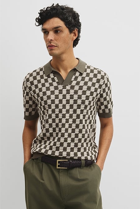 Australian Cotton Silk Jacquard Trophy Polo