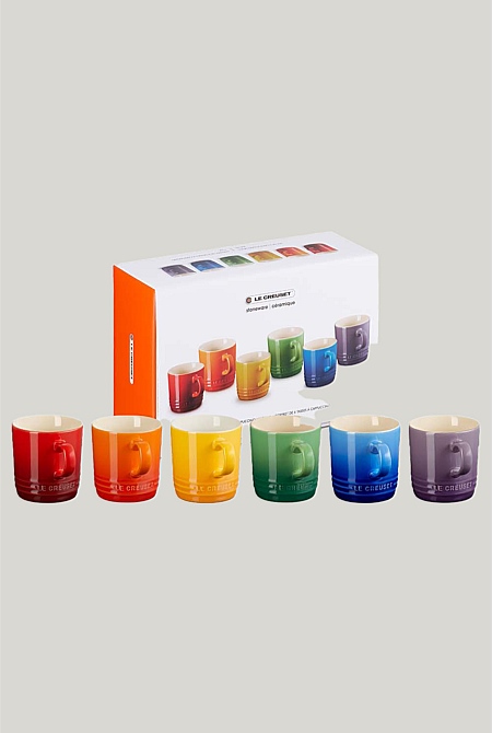 Stoneware Rainbow Set Of 6 Mugs 200ml