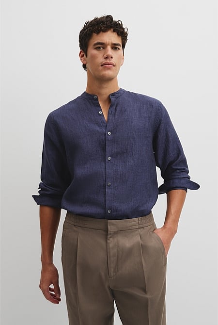 Regular Fit Delave Linen Standard Collar Shirt