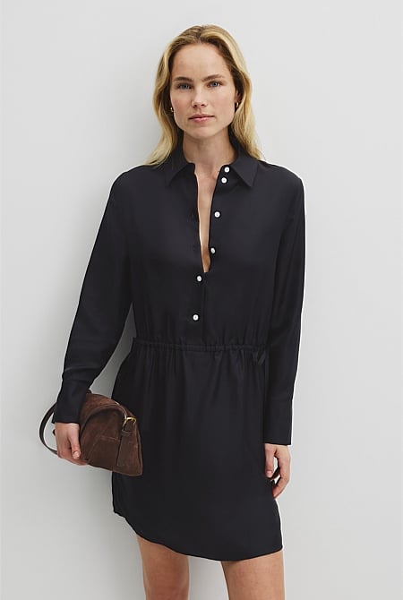 Silk Gathered Mini Dress