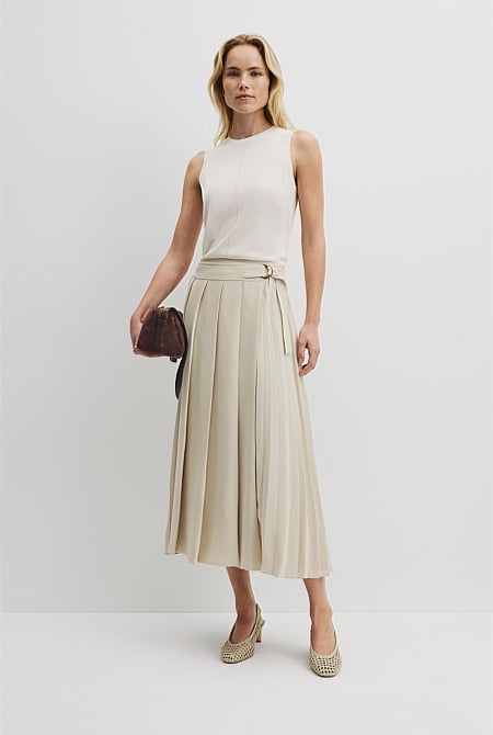 Pleated Midi Skirt