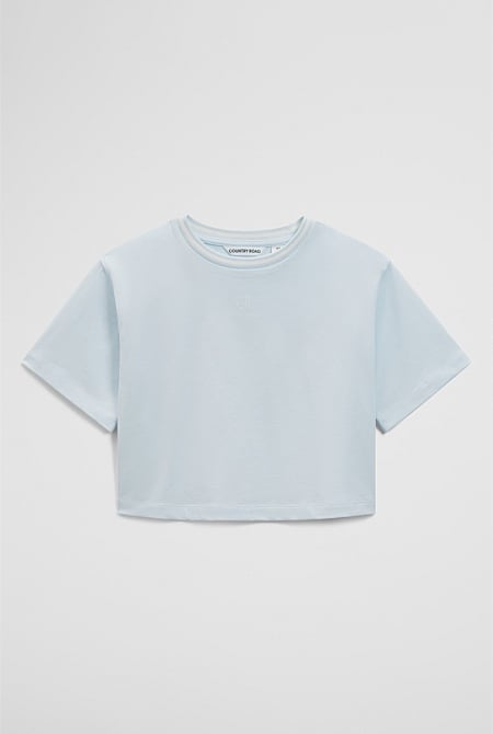 Australian Cotton Short Sleeve Crop Boxy T-Shirt