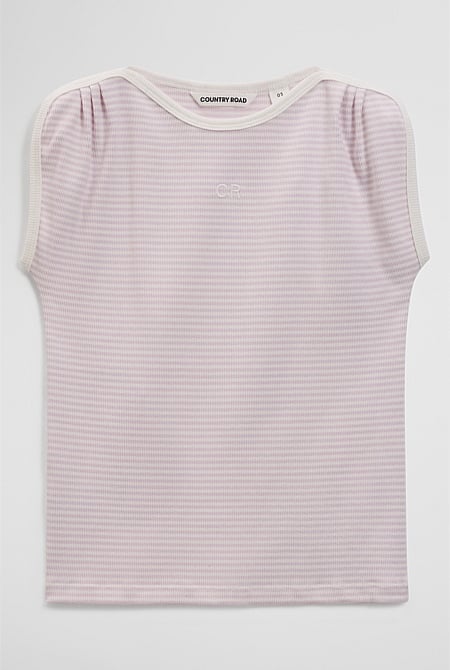 Australian Cotton Short Sleeve Stripe Rib T-Shirt