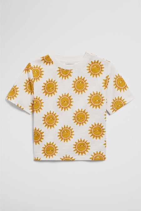 Organically Grown Cotton Short Sleeve Relaxed Sun Print T-Shirt